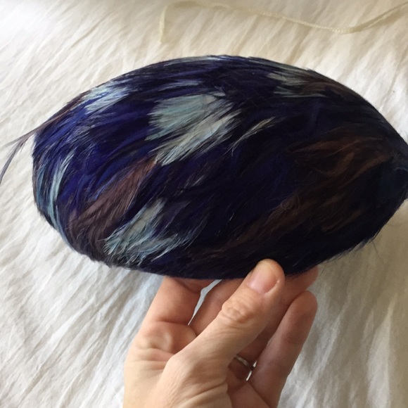 Vintage feather hat blue - Picture 2 of 6